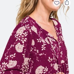 Papermoon Addley Clip Dot Top Women's Floral Plum Blouse